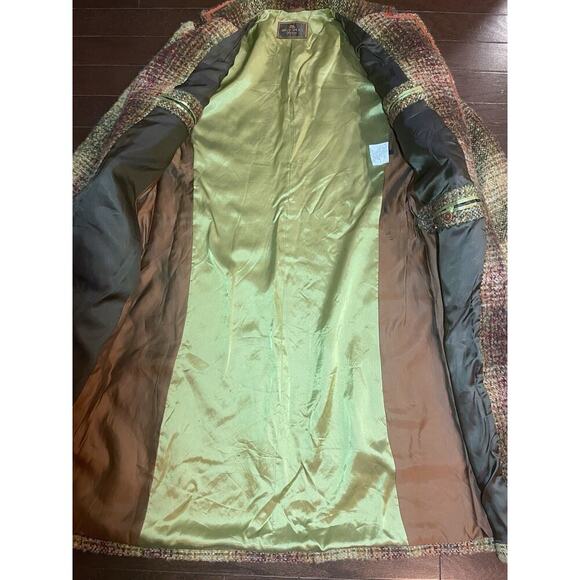 Vintage Etro Wool Coat Jacket 44 8 M Checker Long Peacoat Italy Multicolor Plaid - Picture 7 of 13